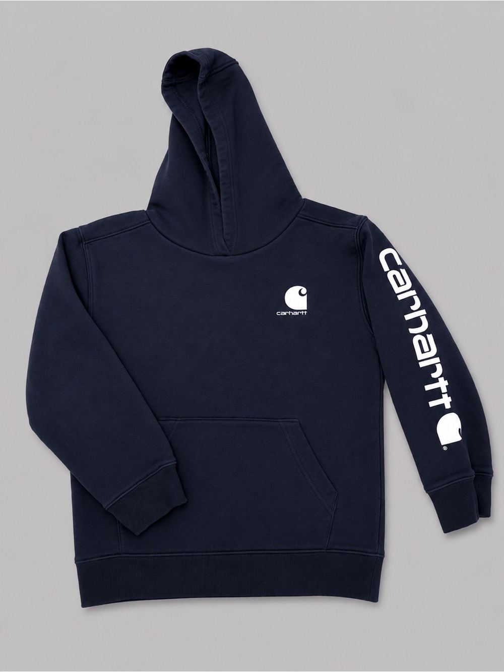Carhartt Navy Hoodie with Sleeve Logo - Boys